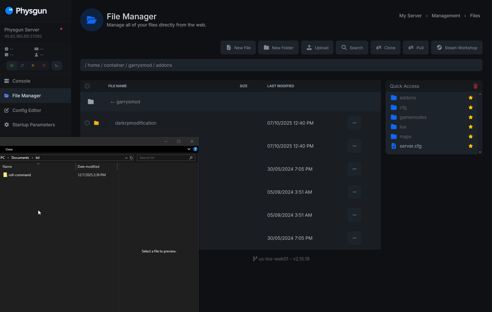 Drag and drop addon into addons folder