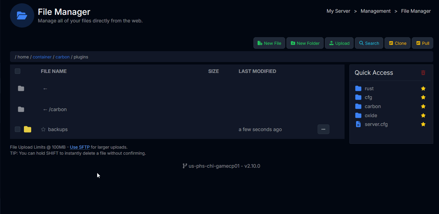 Uploading Rust Plugin to File Manager