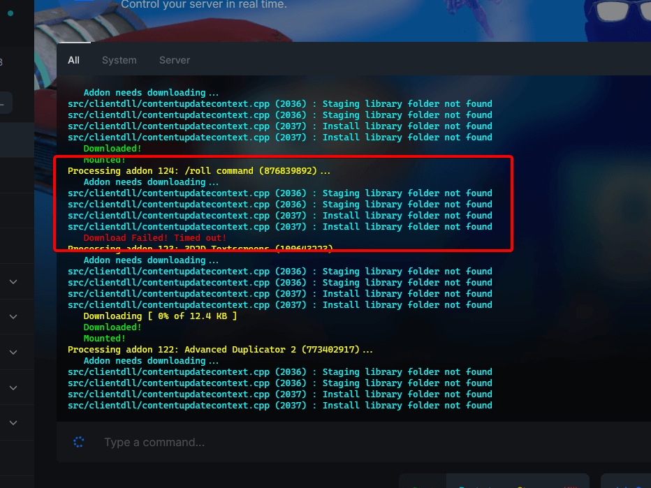 Workshop: Download Failed! Timed out!