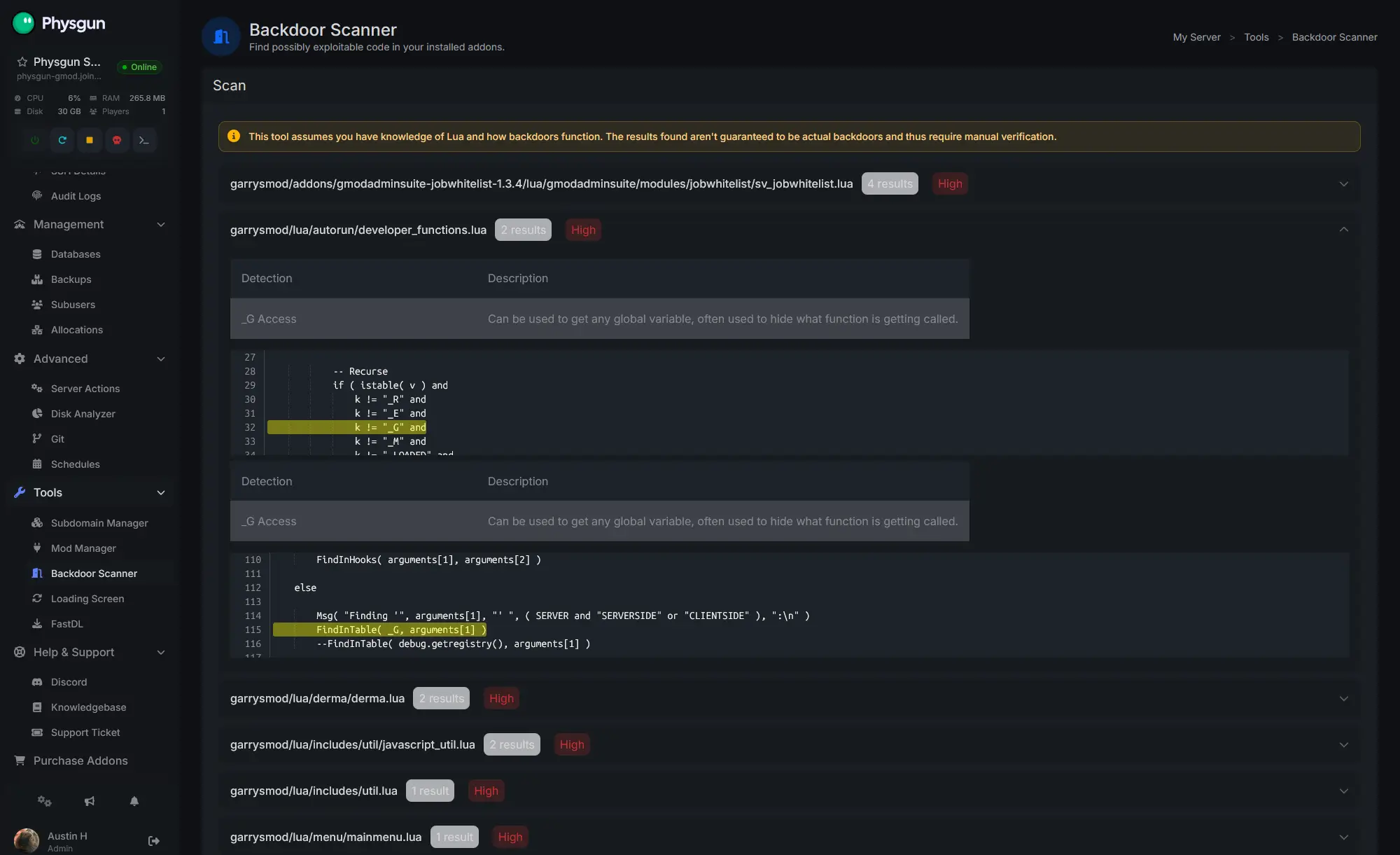 Backdoor Scanner