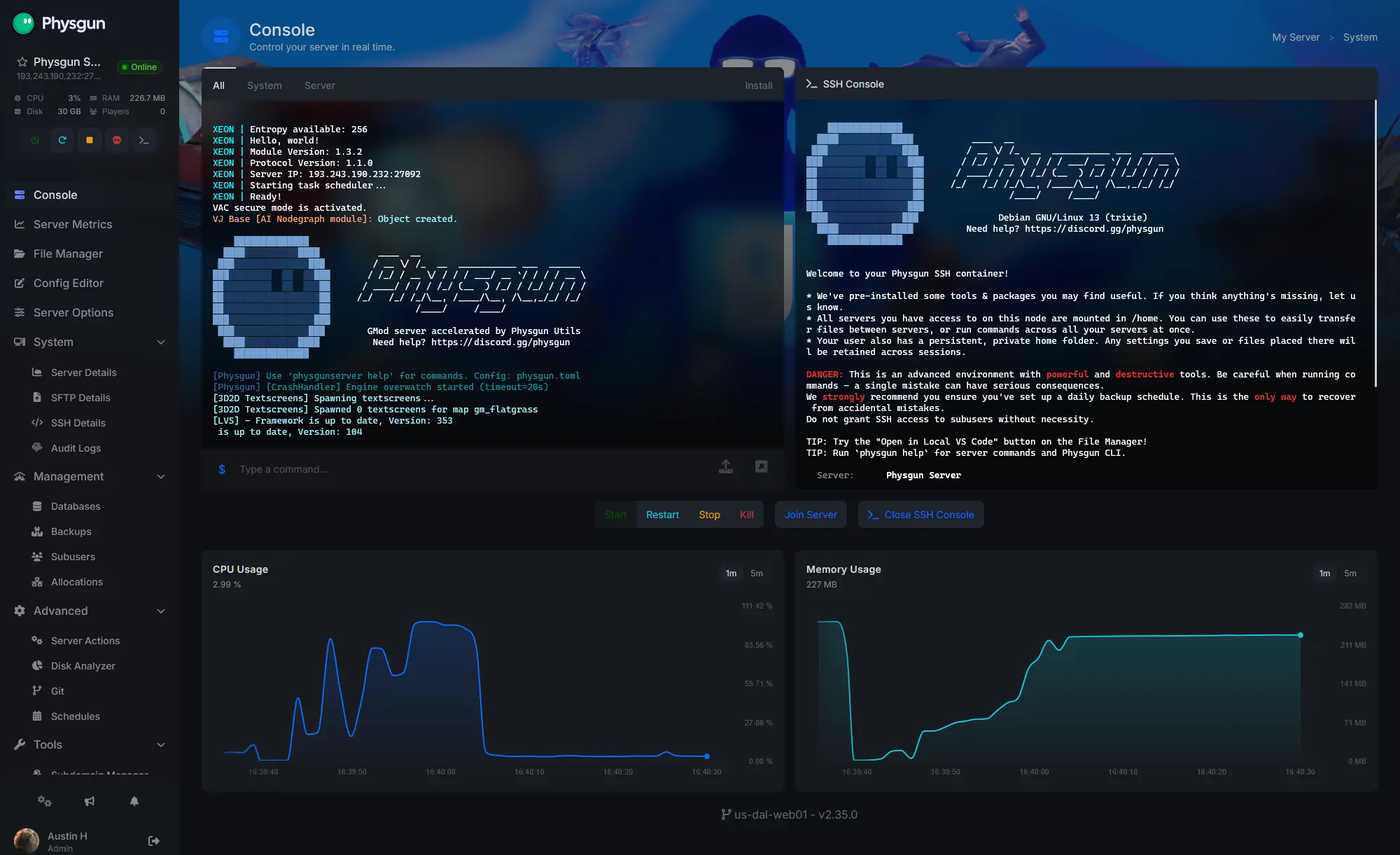 True Console & SSH Access - Physgun Panel