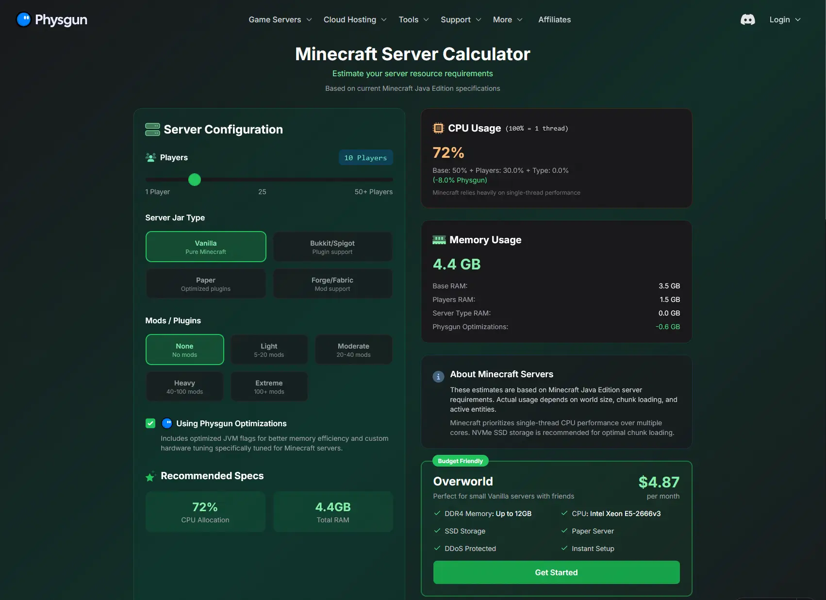 Minecraft RAM Calculator