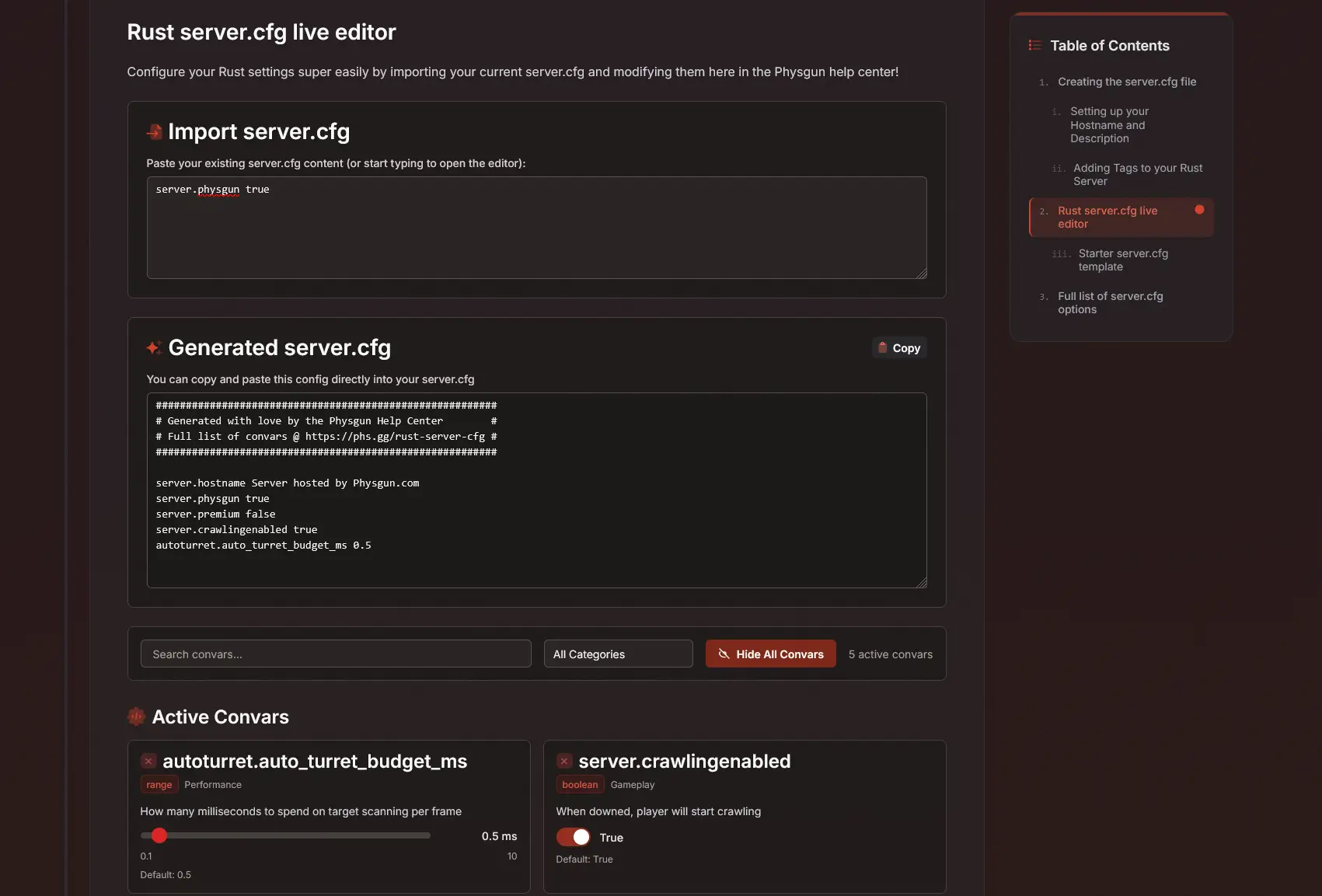 Rust server.cfg editor