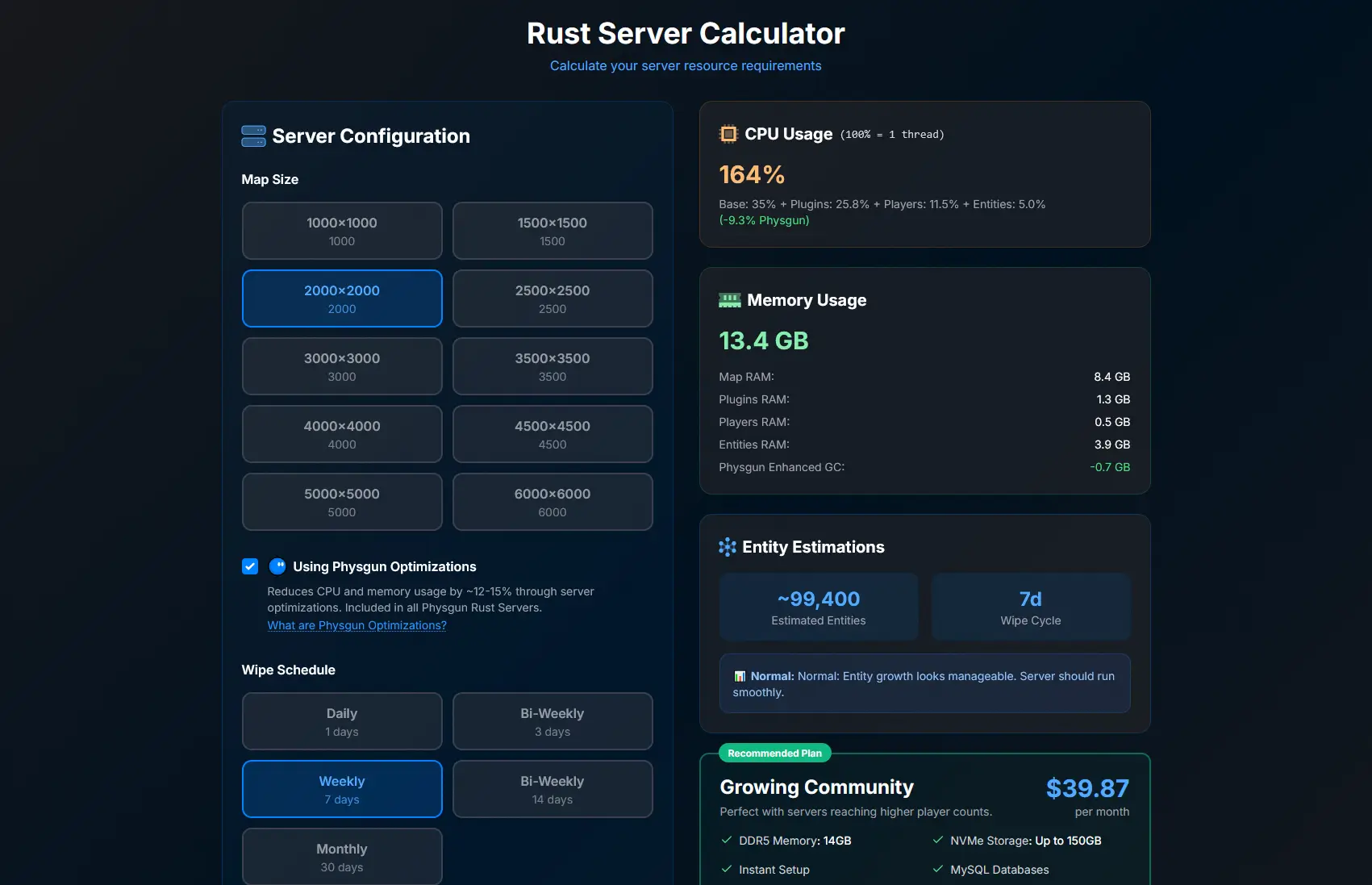 Rust RAM Calculator