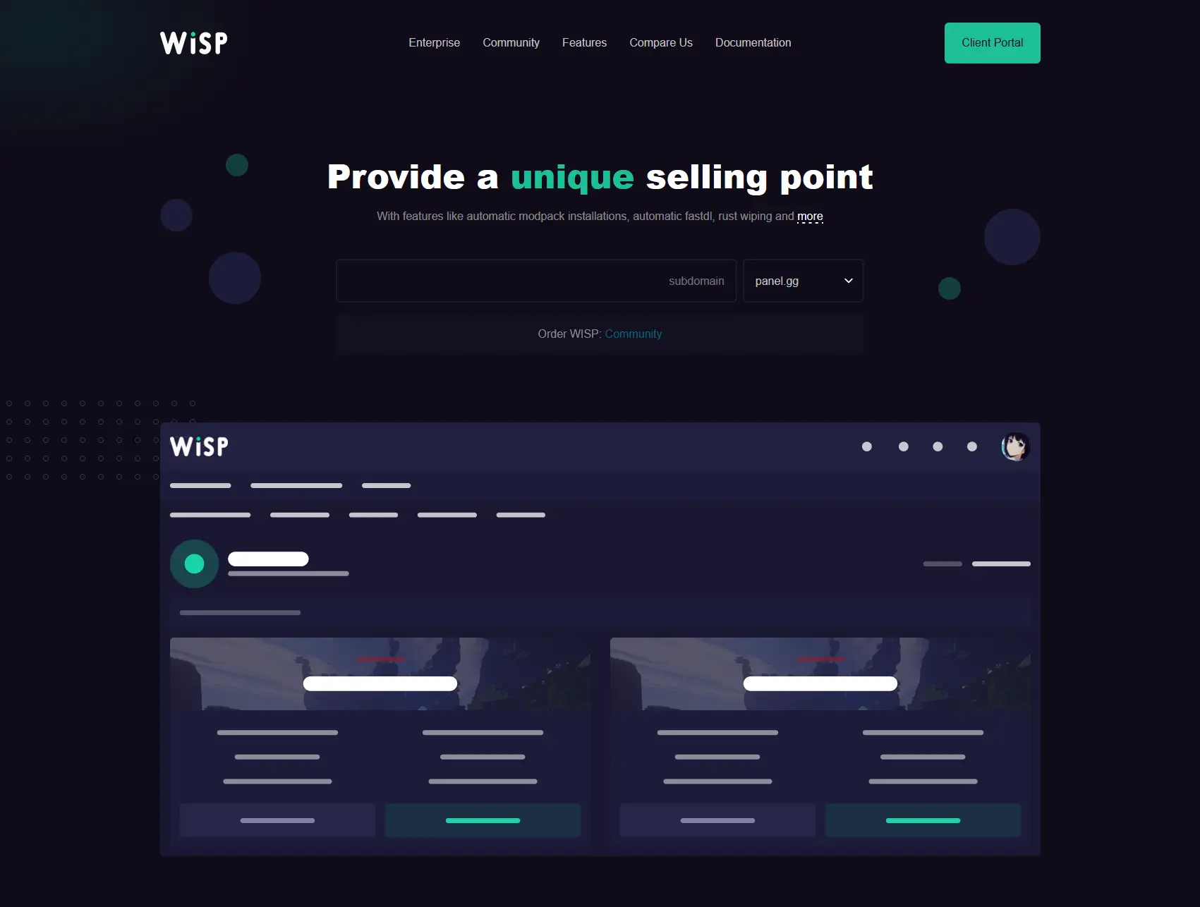 WISP Gamepanel