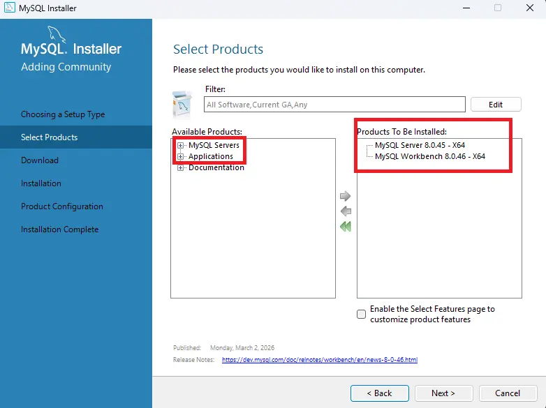 MySQL installer executing installation
