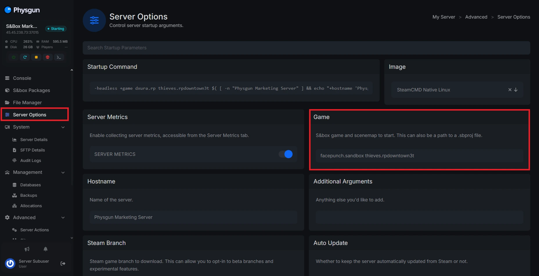 Physgun Server Options
