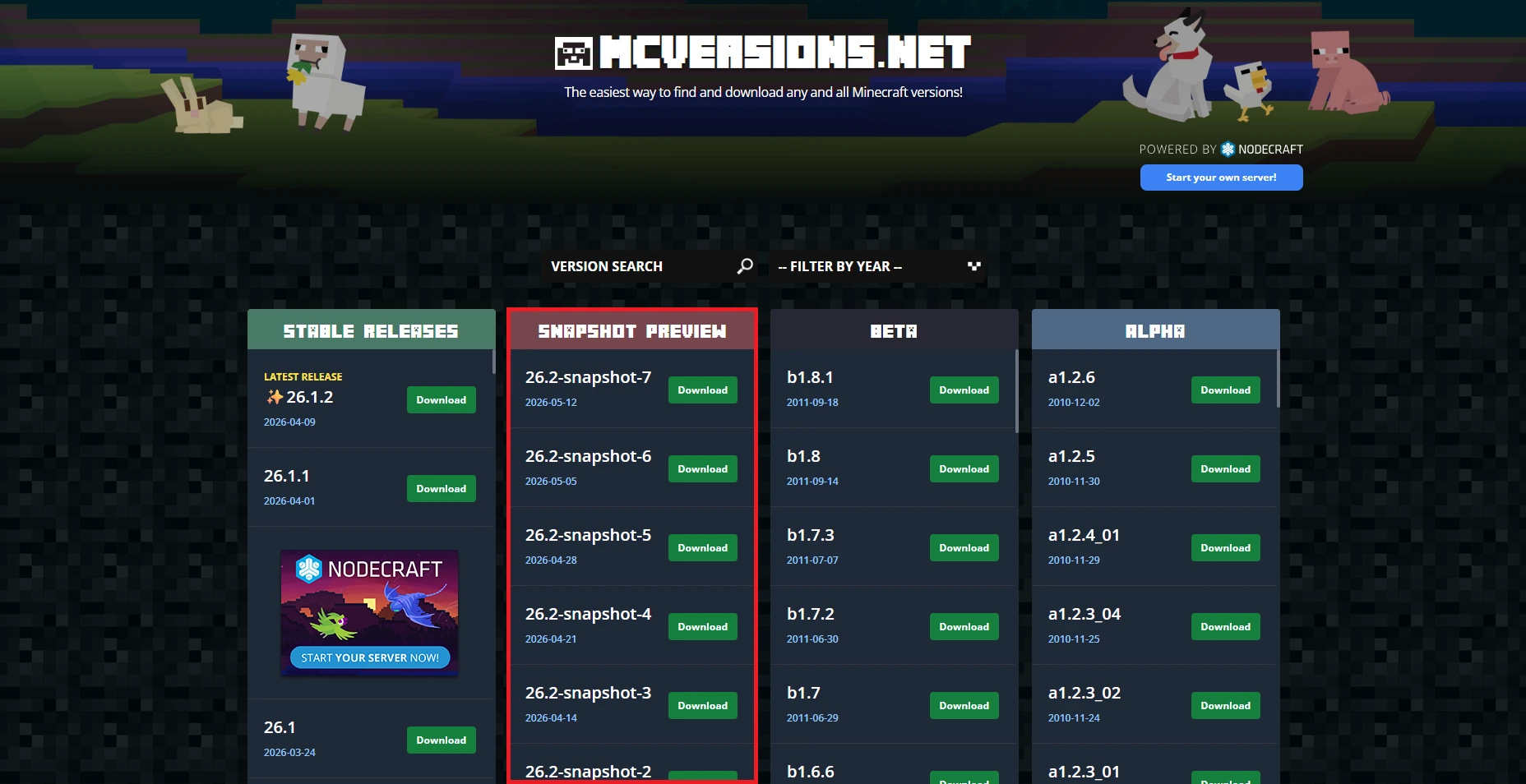 MCVersions Download