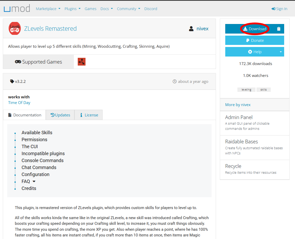 ZLevels plugin uploaded to the plugins folder