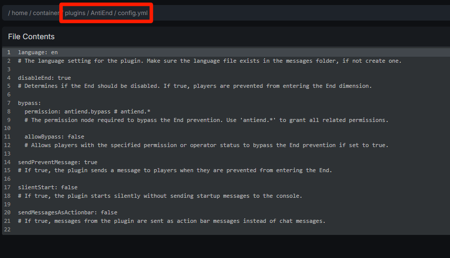 AntiEnd config file