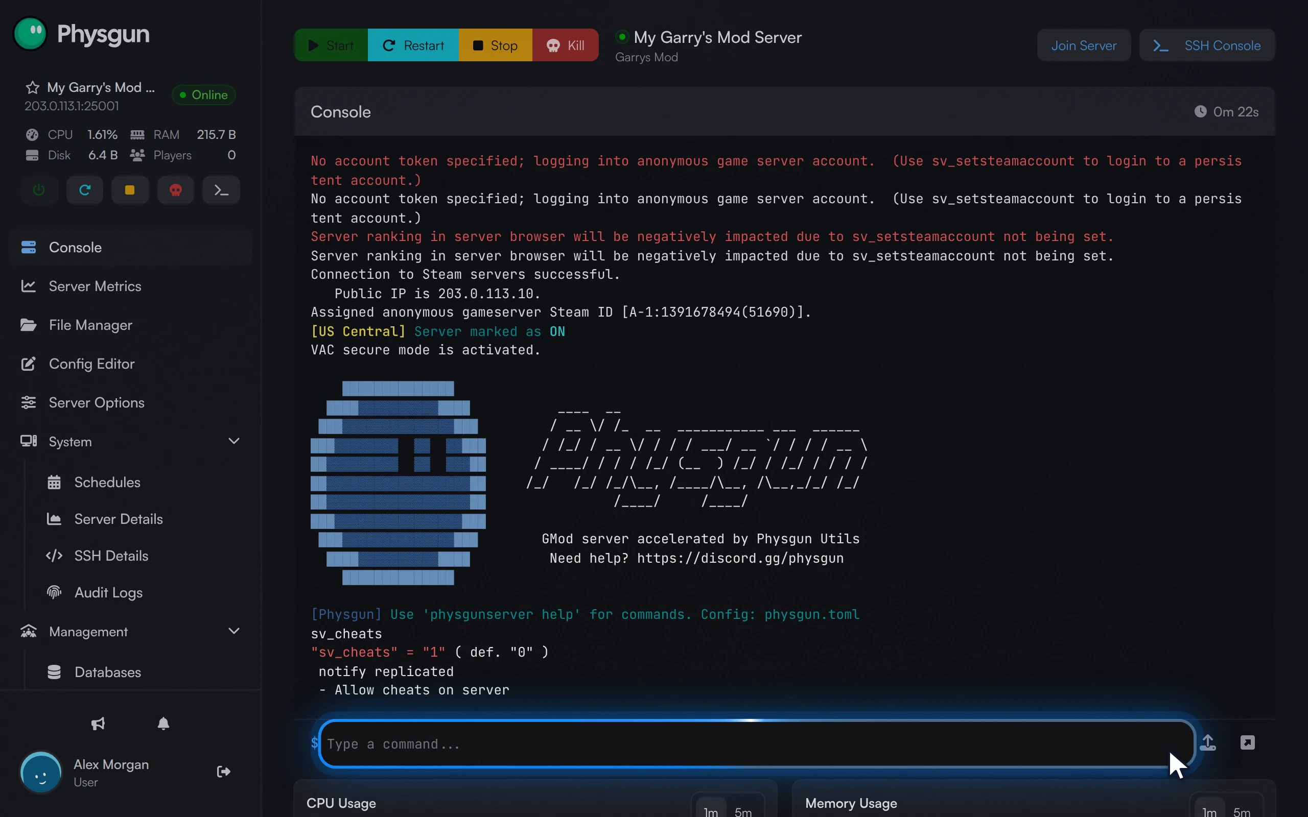 The console replying sv_cheats = 1 with a default of 0