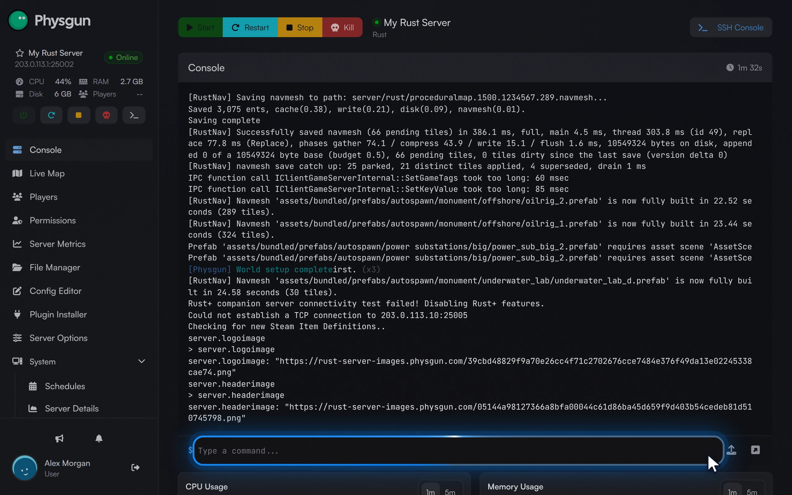 The console showing the server.logoimage and server.headerimage links after both commands